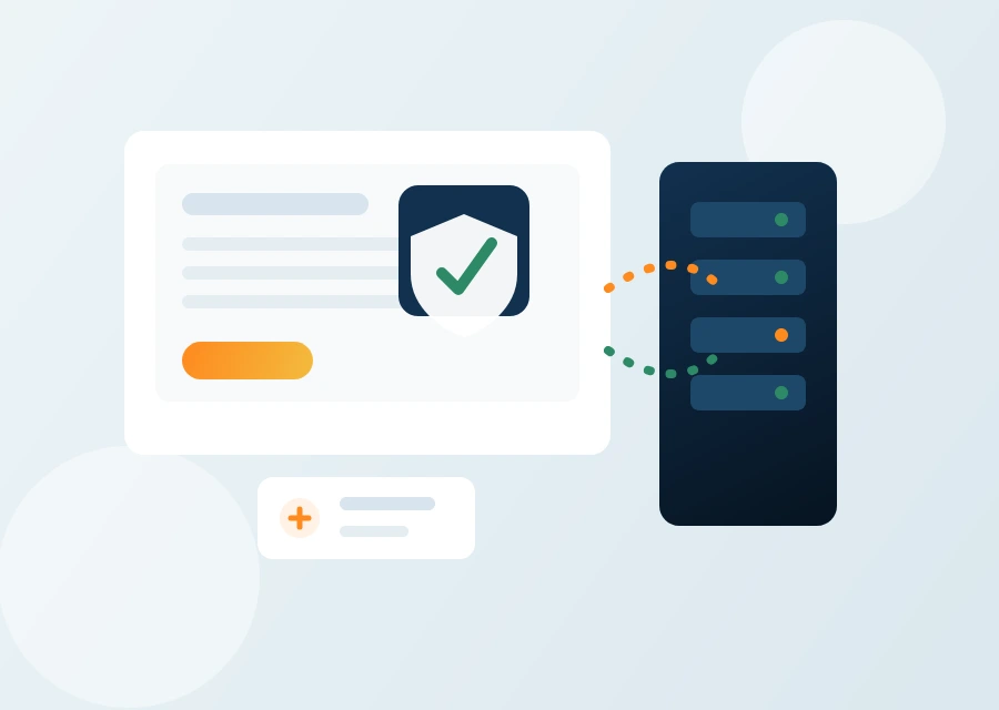 Simple secure dental clinic workstation and server illustration
